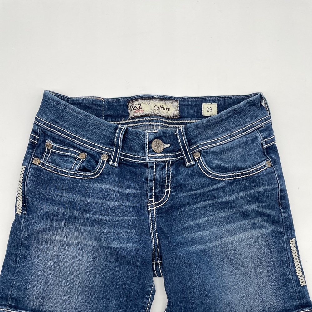 BKE Culture Stretch Denim Shorts Size 25 Blue BKL2629 Distressed Pre-owned